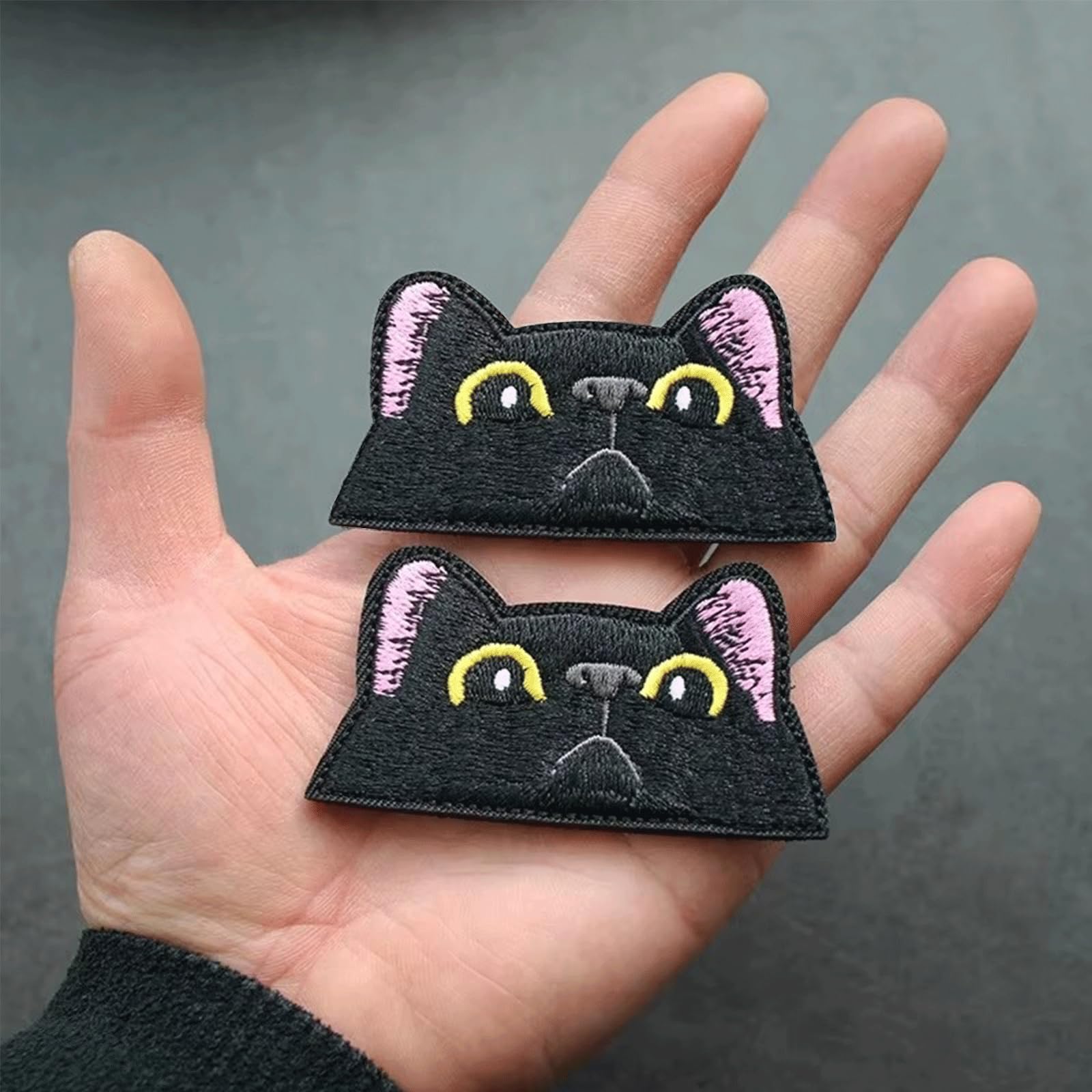 Amazon.co.jp: 黒猫の顔刺繍ワッペン2点 刺繍タクティカルパッチパッチ